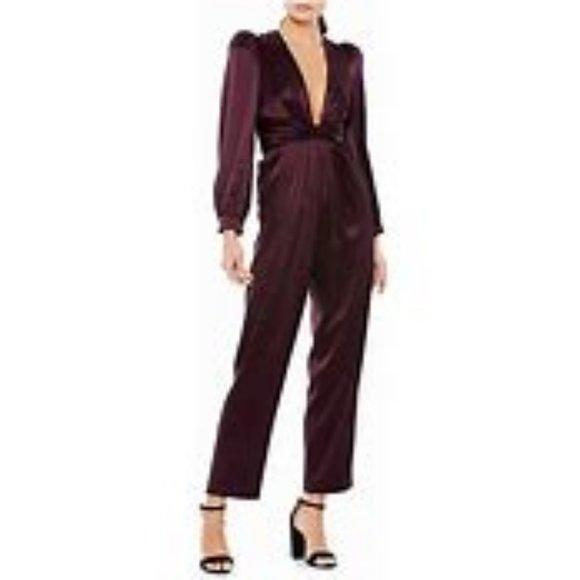 IEENA FOR MAC DUGGAL Front Twist Puff Sleeve Deep V Jumpsuit - Picture 6 of 13